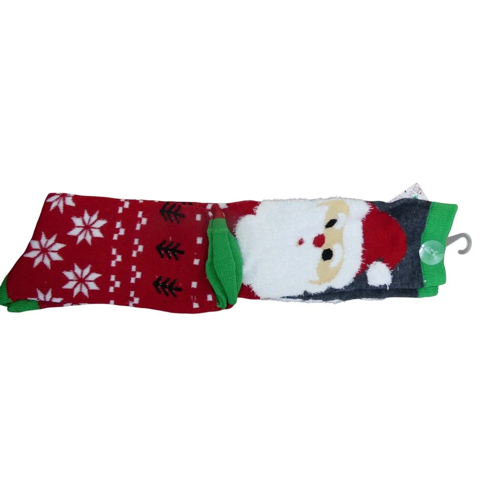Unbranded Knee High Socks Kids One Size Red New Santa Claus Snowflake Holiday
